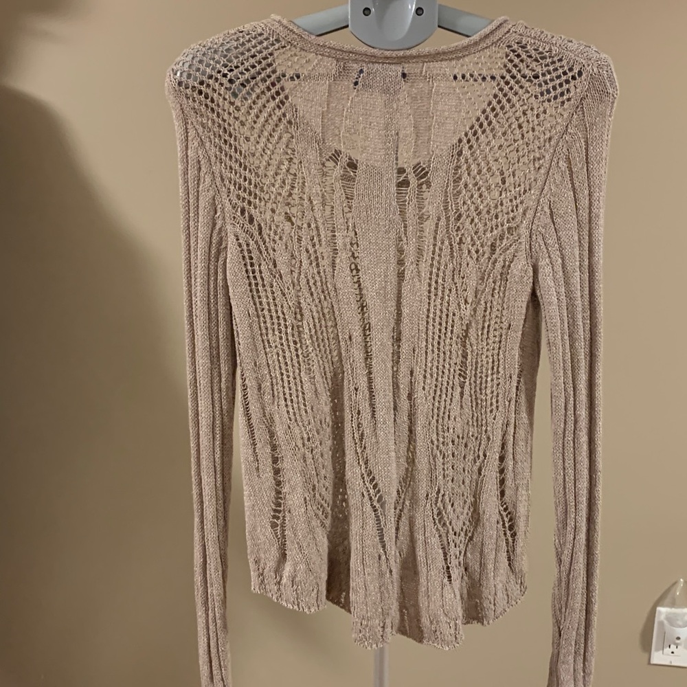 Simply Vera by Vera Wang Taupe Crochet Knit Sweater Women's Size XL - Picture 4 of 6